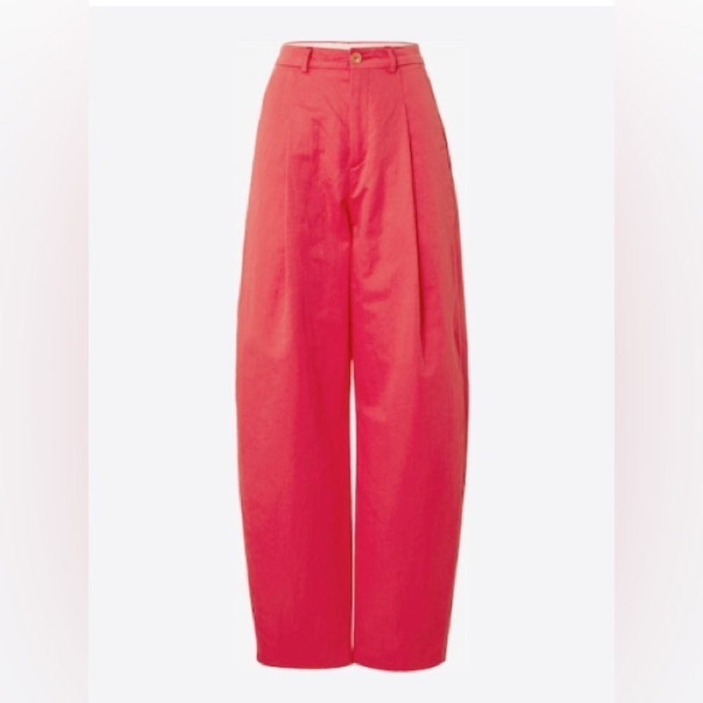 Drycorn Linen Cotton Barrel Balloon Leg Pink Pants Sz 33 Waist US 12 Large NWT